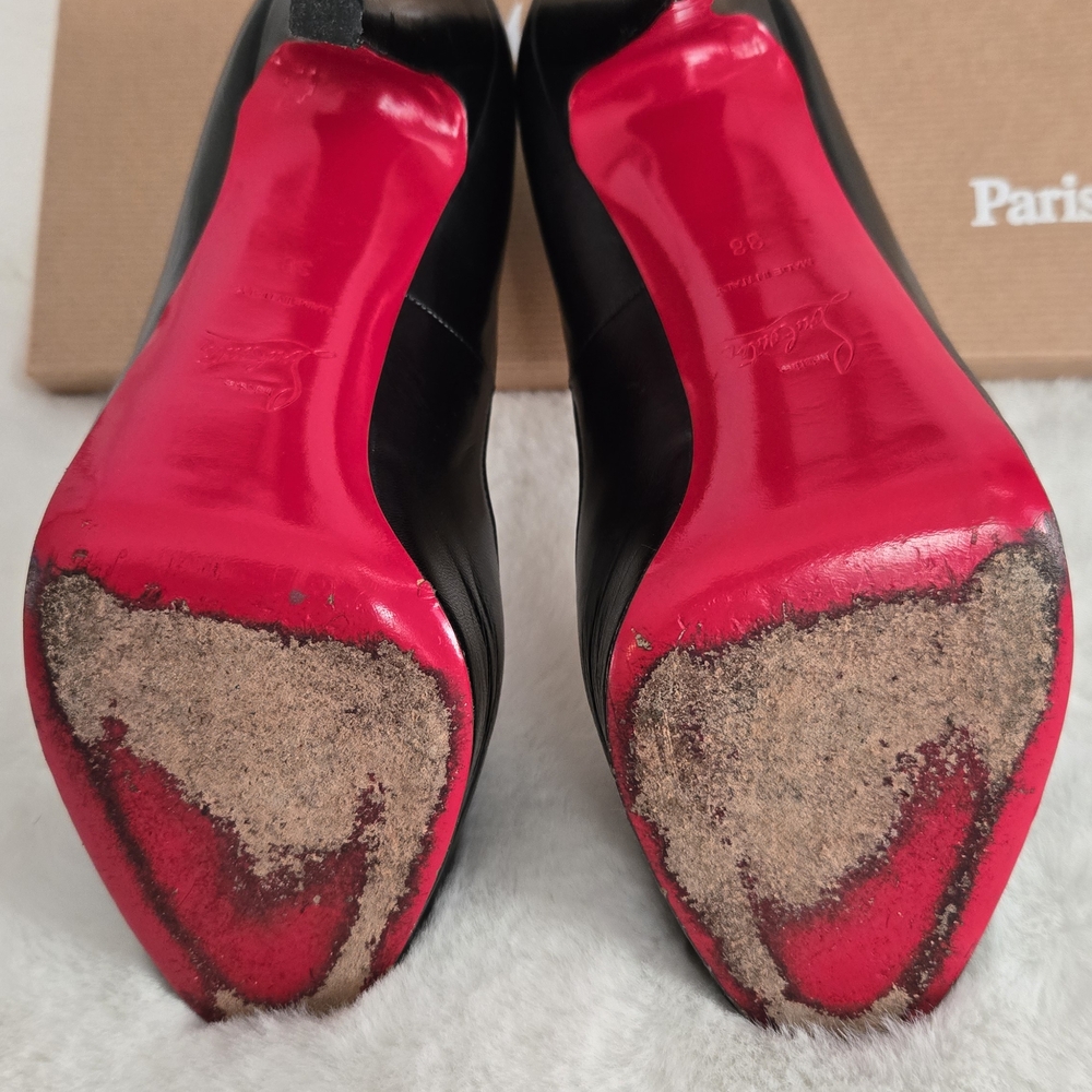Very Prive Christian Louboutin Black Peep Toe Heels - Picture 3 of 11